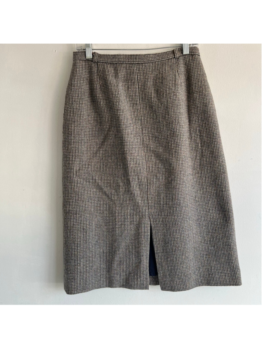 breckenridge Brown Black Houndstooth Midi Skirt Size 12